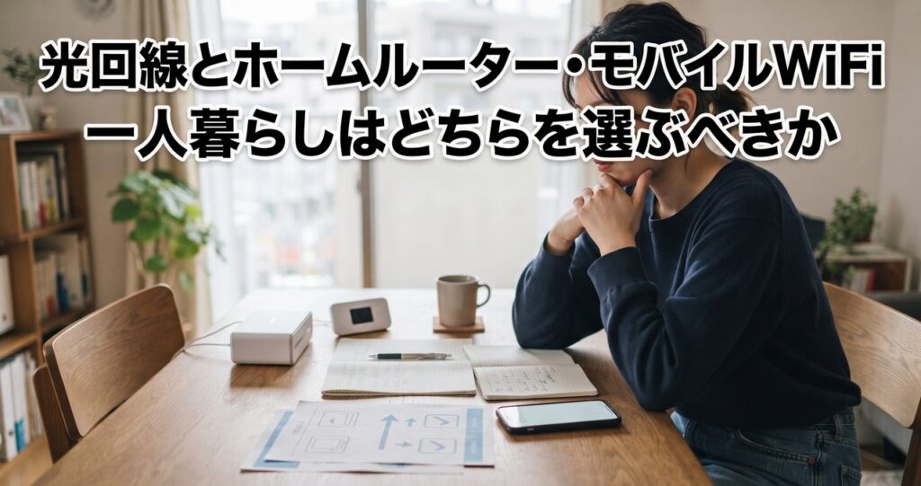 光回線とホームルーター・モバイルWiFi、一人暮らしはどちらを選ぶべきか