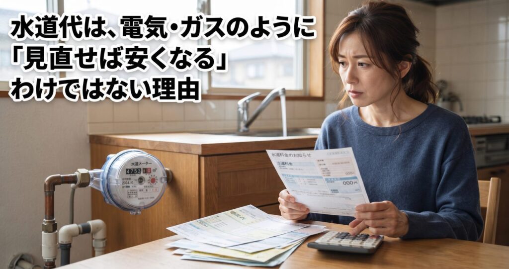 水道代は、電気・ガスのように「見直せば安くなる」わけではない理由